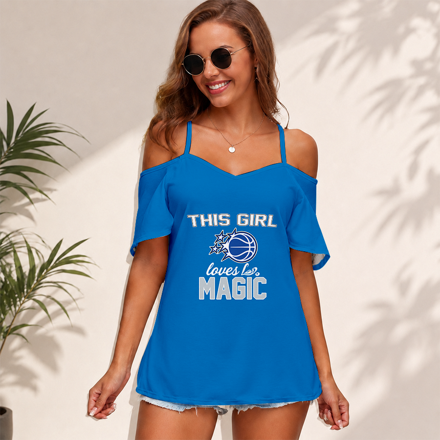 [HOT DEAL] NEW CUSTOMIZED NBA15 OMA ORLANDO MAGIC WOMEN'S STRAPPY OFF-SHOULDER TOP