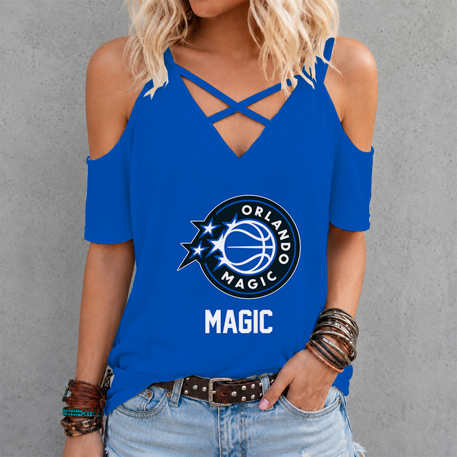 LIMITED EDITION - NEW CUSTOMIZED NBA15 OMA ORLANDO MAGIC CRISS CROSS V-NECK TOP