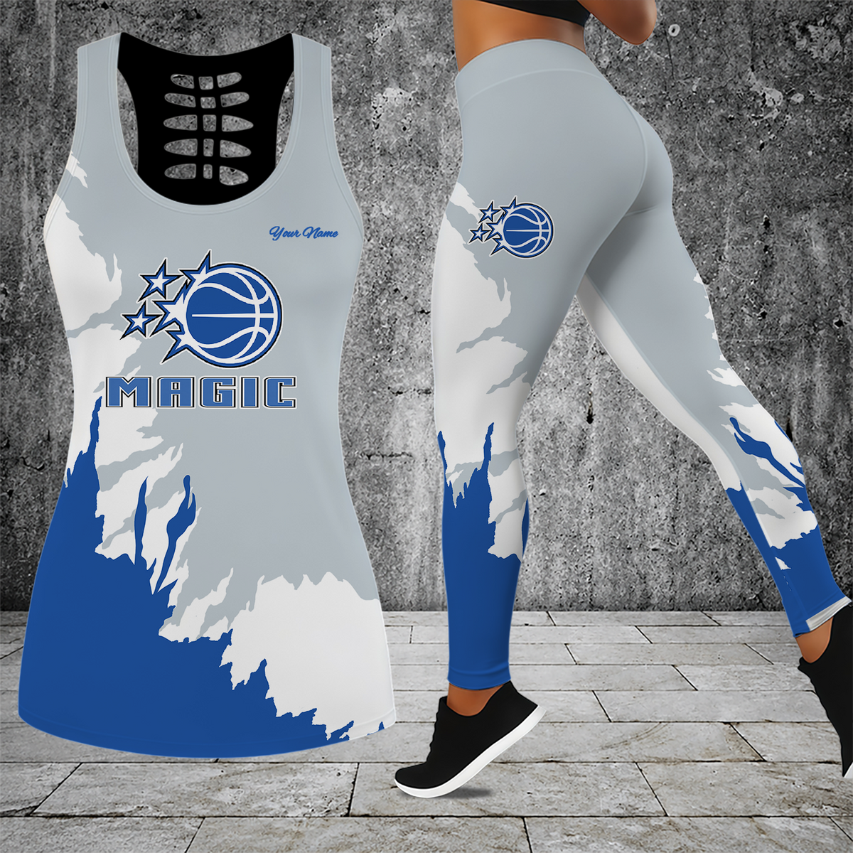 [HOT DEAL] NEW CUSTOMIZED NBA15 OMA ORLANDO MAGIC HOLLOW TANK TOP & LEGGINGS SET