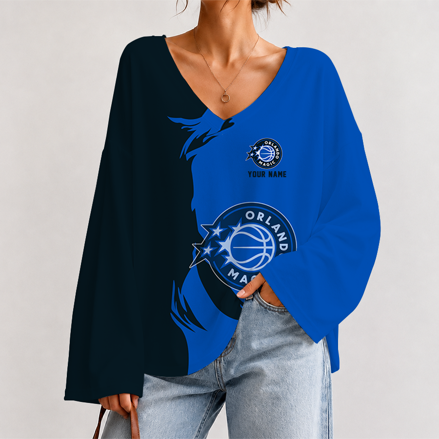 [HOT DEAL] NEW CUSTOMIZED NBA15 OMA ORLANDO MAGIC V-NECK LONG SLEEVED CROP TOP
