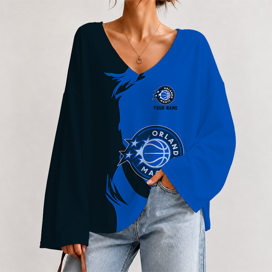 [HOT DEAL] NEW CUSTOMIZED NBA15 OMA ORLANDO MAGIC V-NECK LONG SLEEVED CROP TOP