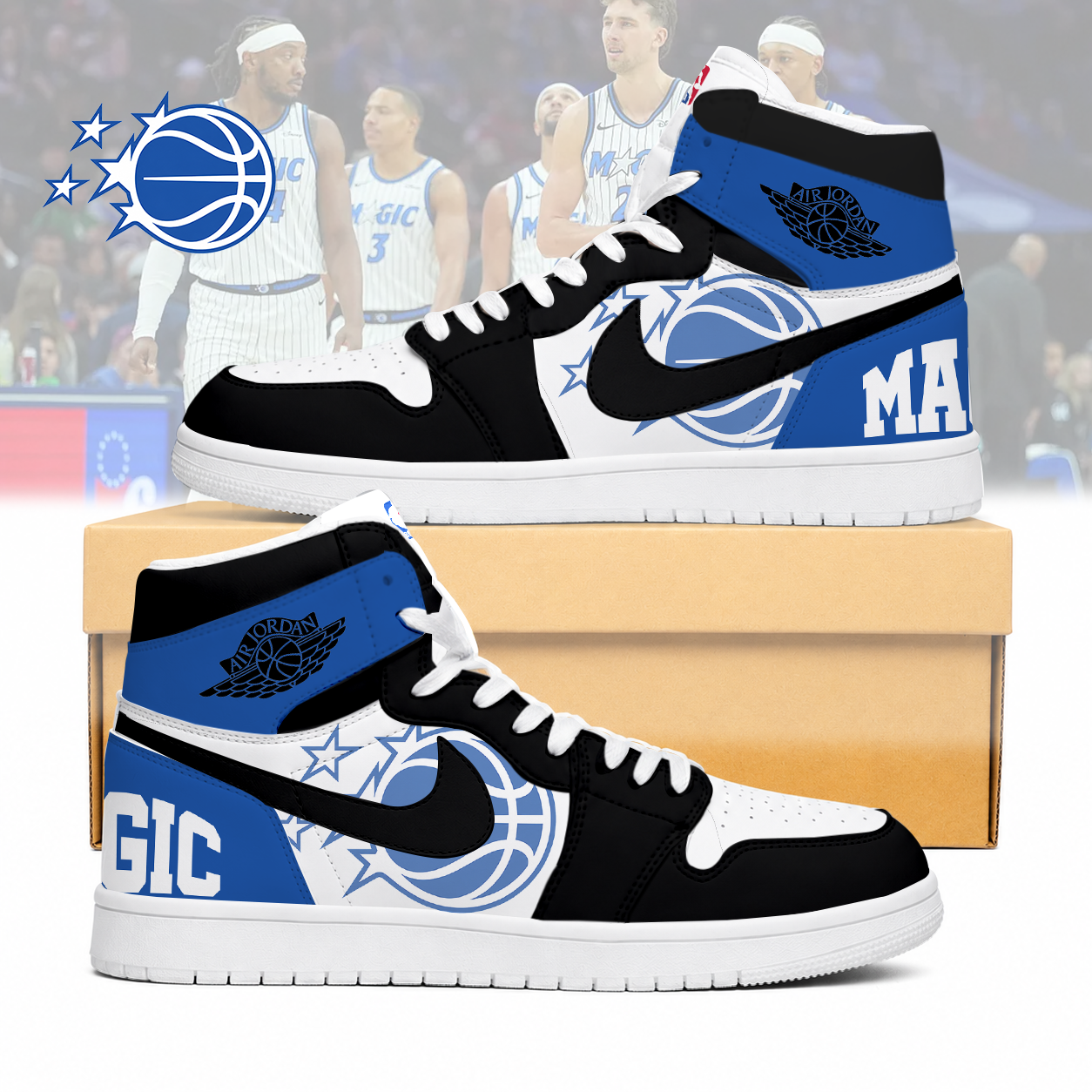 LIMITED EDITION - NEW CUSTOMIZED NBA15 OMA ORLANDO MAGIC AIR JORDAN SNEAKERS