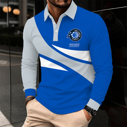 [HOT DEAL] NEW CUSTOMIZED NBA15 OMA ORLANDO MAGIC MEN LONG SLEEVE POLO