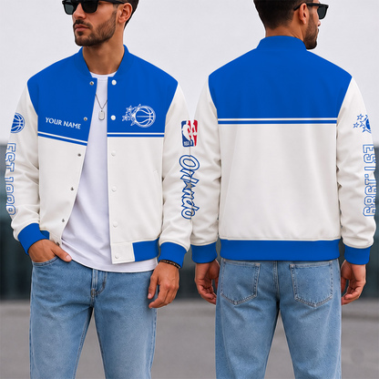 LIMITED EDITION - NEW CUSTOMIZED NBA15 OMA ORLANDO MAGIC BASEBALL JACKET, SATIN VARSITY JACKET