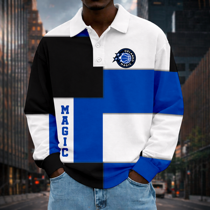 LIMITED EDITION - NEW CUSTOMIZED NBA15 OMA ORLANDO MAGIC MEN LONG SLEEVE POLO