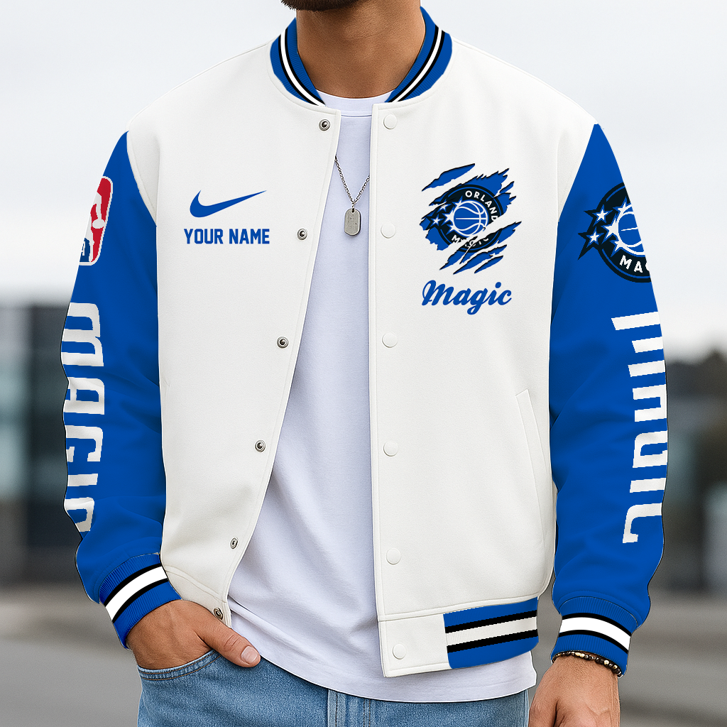 LIMITED EDITION - NEW CUSTOMIZED NBA15 OMA OL MAGIC BASEBALL JACKET, SATIN VARSITY JACKET