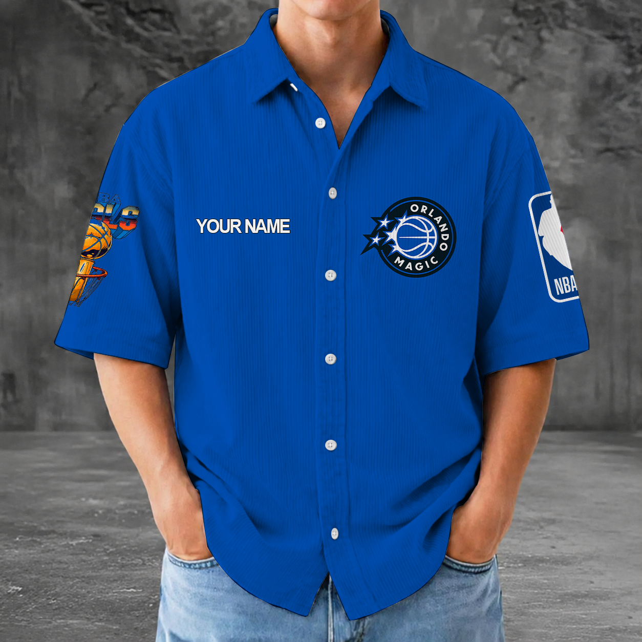 [HOT DEAL] NEW CUSTOMIZED NBA15 OMA ORLANDO MAGIC SEERSUCKER BUTTON SHIRT