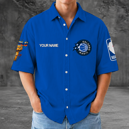 [HOT DEAL] NEW CUSTOMIZED NBA15 OMA ORLANDO MAGIC SEERSUCKER BUTTON SHIRT