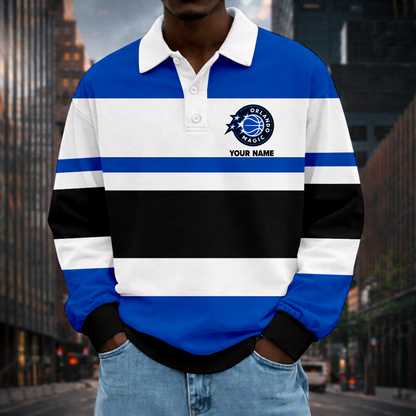LIMITED EDITION - NEW CUSTOMIZED NBA15 OMA OL MAGIC MEN LONG SLEEVE POLO