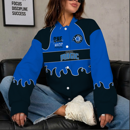 LIMITED EDITION - NEW CUSTOMIZED NBA15 OMA ORLANDO MAGIC BASEBALL JACKET, SATIN VARSITY JACKET