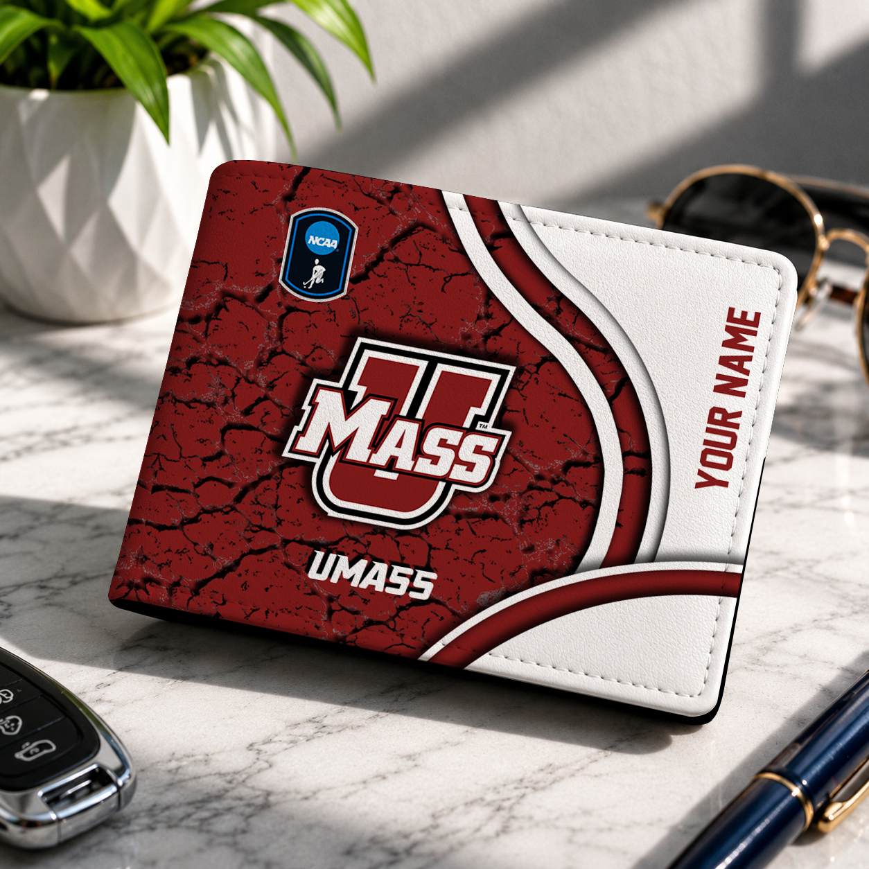 VIRAL EDITION - NEW CUSTOMIZED NCAA CFH15 UMM UMASS MINUTEWOMEN LEATHER WALLET