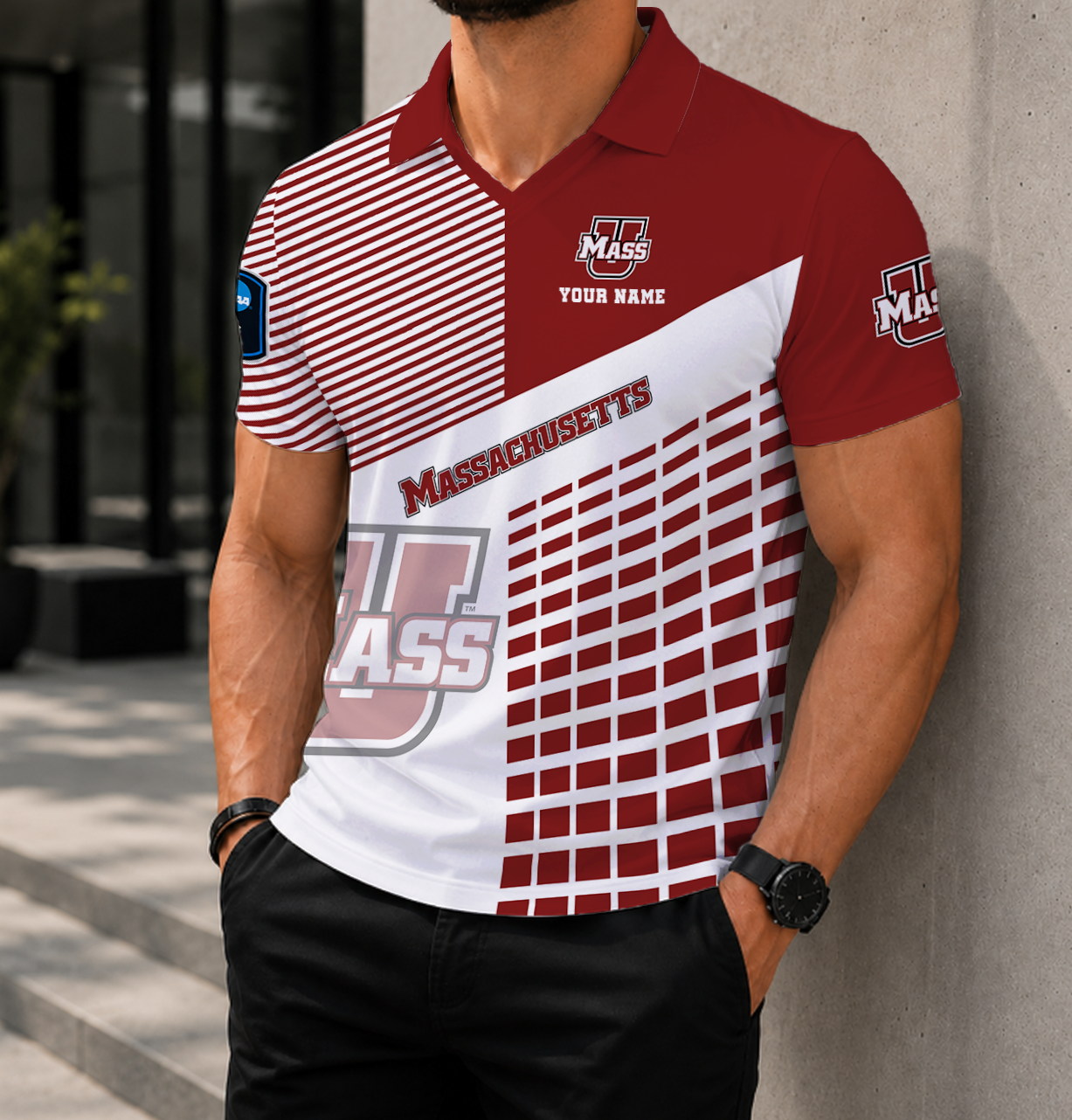 LIMITED EDITION - NEW CUSTOMIZED NCAA CFH15 UMM UMASS MINUTEWOMEN POLO SHIRT