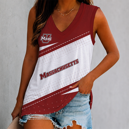 EXCLUSIVE EDITION - NEW CUSTOMIZED NCAA CFH15 UMM UMASS MINUTEWOMEN WOMEN'S V-NECK TANK TOP