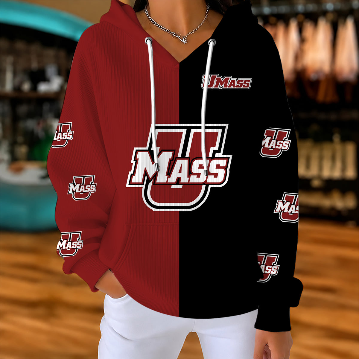 [FAN FAVORITE] NEW CUSTOMIZED NCAA CFH15 UMM UMASS MINUTEWOMEN RIBBED HOODIE & SWEATSHIRT