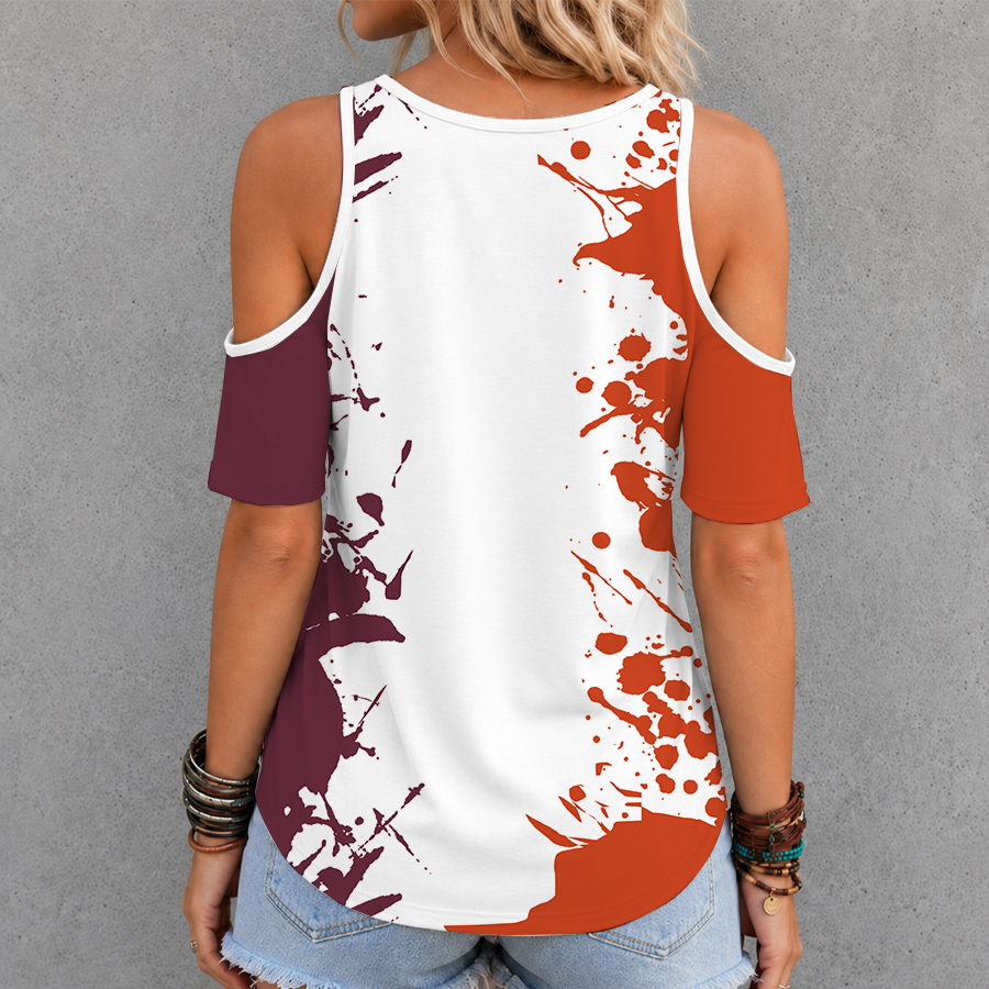 [FAN FAVORITE] NEW CUSTOMIZED NCAA FBS15 VTH VIRGINIA TECH HOKIES CRISS CROSS V-NECK TOP