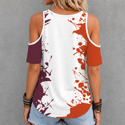 [FAN FAVORITE] NEW CUSTOMIZED NCAA FBS15 VTH VIRGINIA TECH HOKIES CRISS CROSS V-NECK TOP