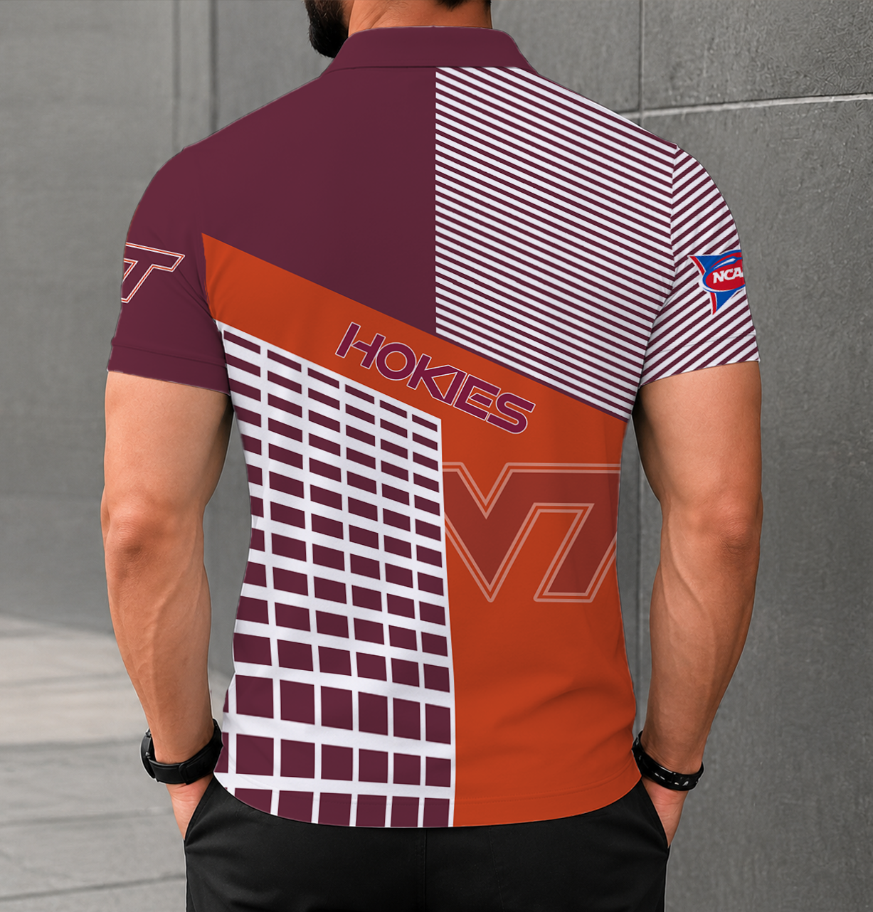 VIRAL EDITION - NEW CUSTOMIZED NCAA FBS15 VTH VIRGINIA TECH HOKIES POLO SHIRT