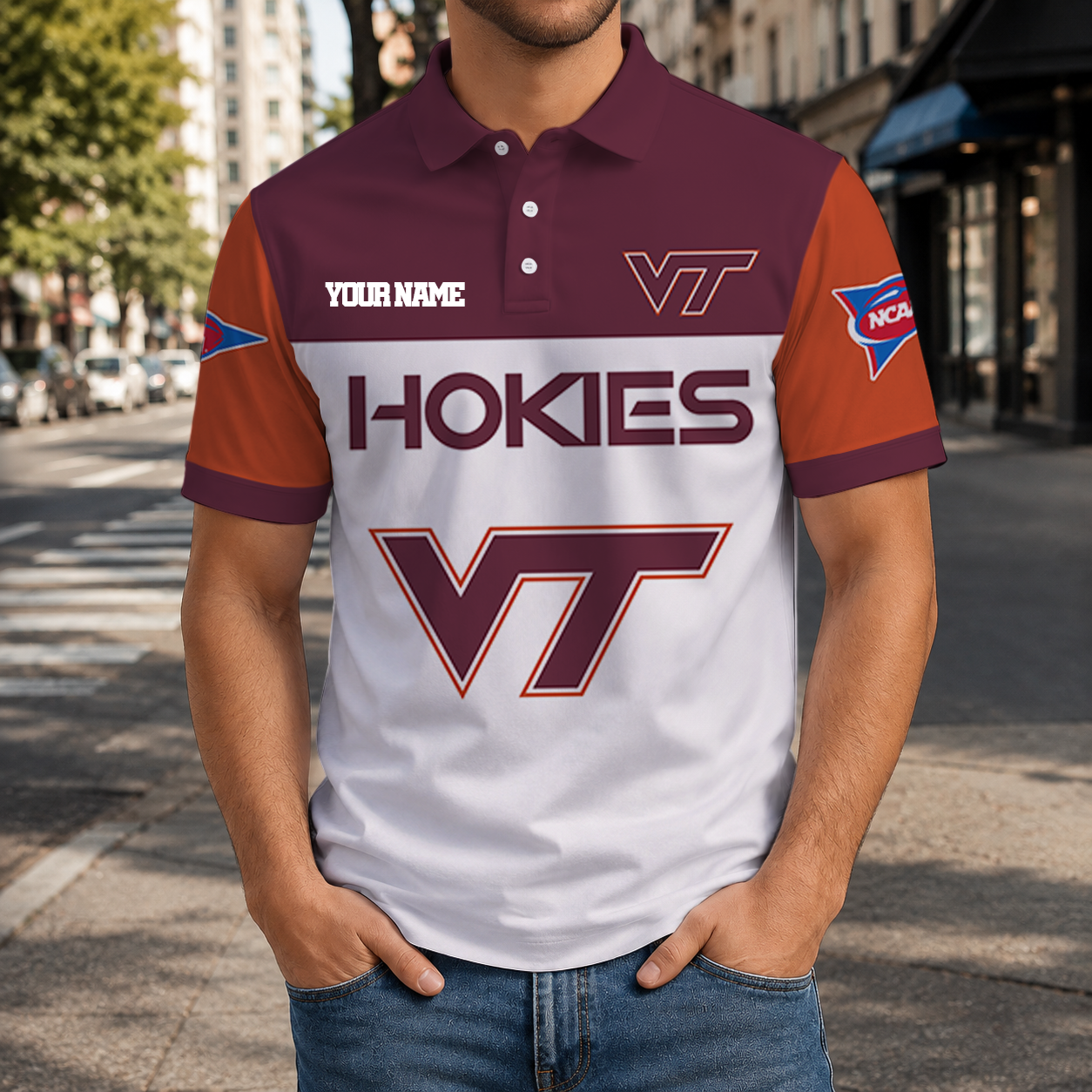 EXCLUSIVE EDITION - NEW CUSTOMIZED NCAA FBS15 VTH VIRGINIA TECH HOKIES POLO SHIRT, ZIP POLO SHIRT & T-SHIRTS