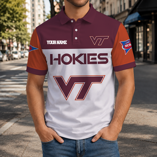 EXCLUSIVE EDITION - NEW CUSTOMIZED NCAA FBS15 VTH VIRGINIA TECH HOKIES POLO SHIRT, ZIP POLO SHIRT & T-SHIRTS
