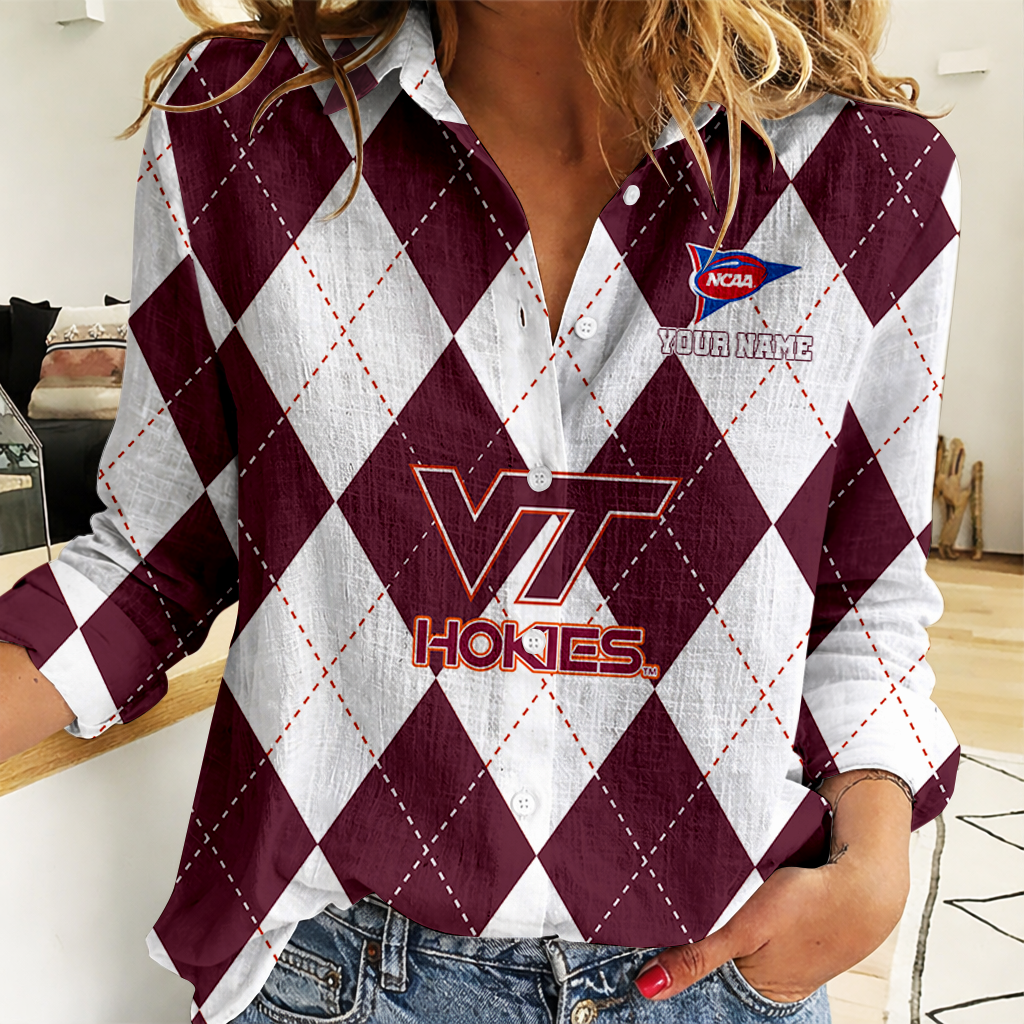 LIMITED DROP - NEW CUSTOMIZED | NCAA FBS15 VTH VG TECH HOKIES WOMEN CASUAL SHIRT FOR FAN