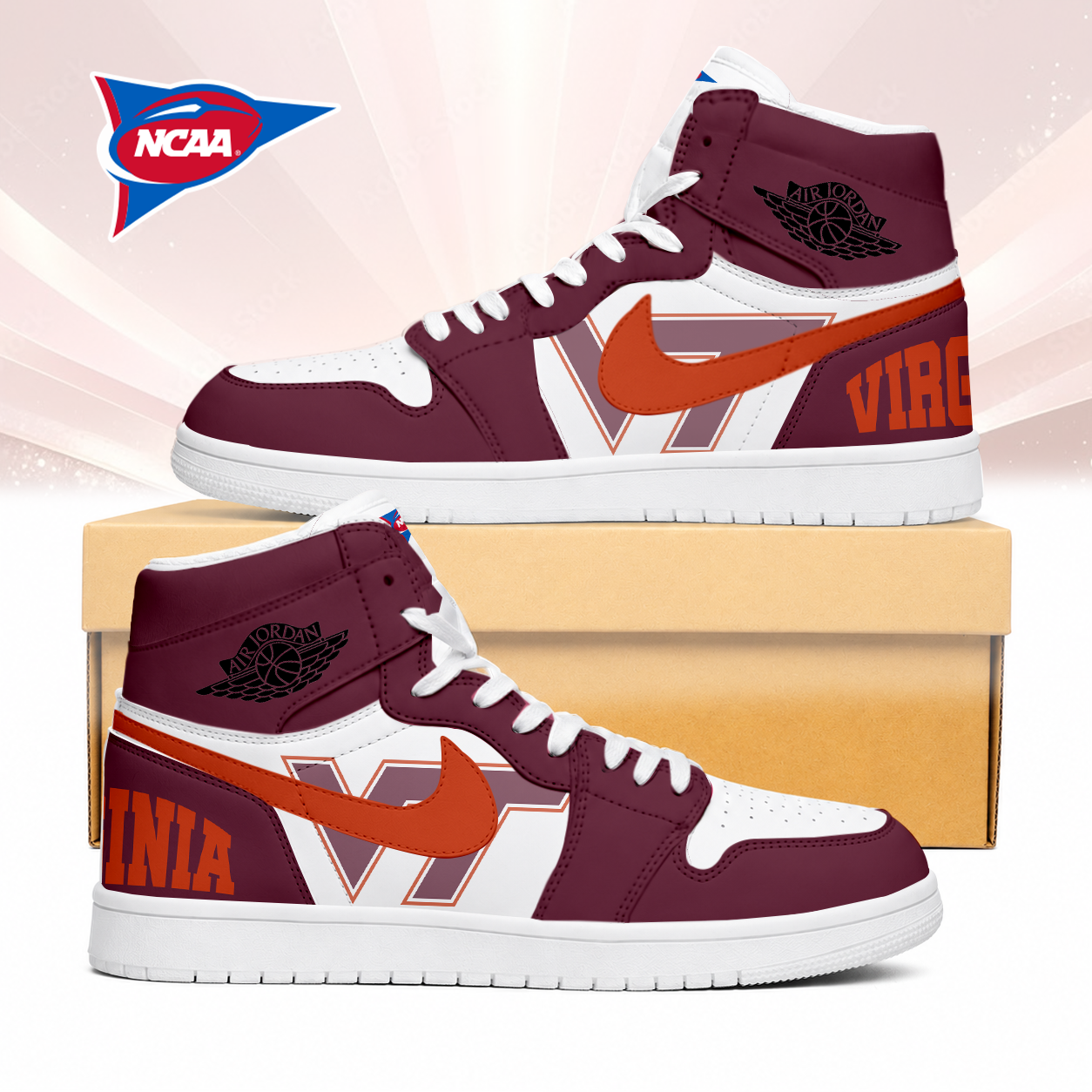 LIMITED EDITION - NEW CUSTOMIZED NCAA FBS15 VTH VIRGINIA TECH HOKIES AIR JORDAN SNEAKERS