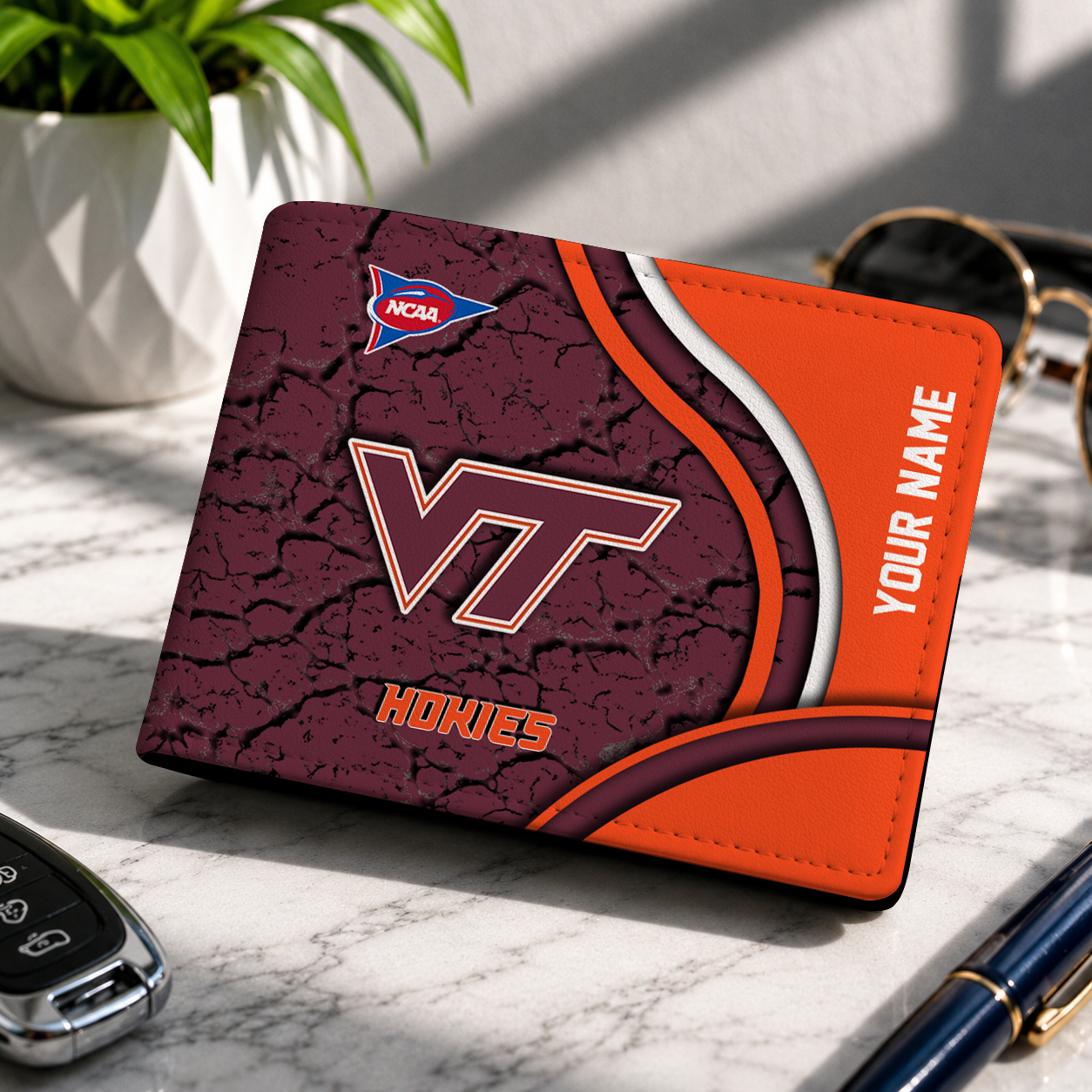 MEGA SALE - NEW CUSTOMIZED NCAA FBS15 VTH VIRGINIA TECH HOKIES LEATHER WALLET