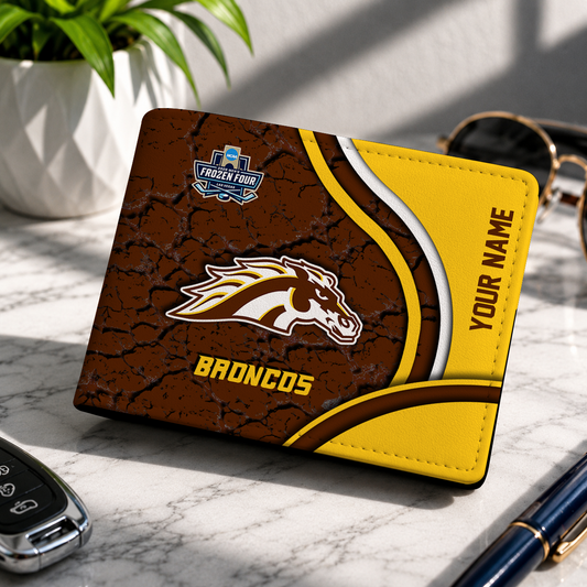 FINAL CLEARANCE - NEW CUSTOMIZED NCAA MFF15 WMB WESTERN MICHIGAN BRONCOS LEATHER WALLET
