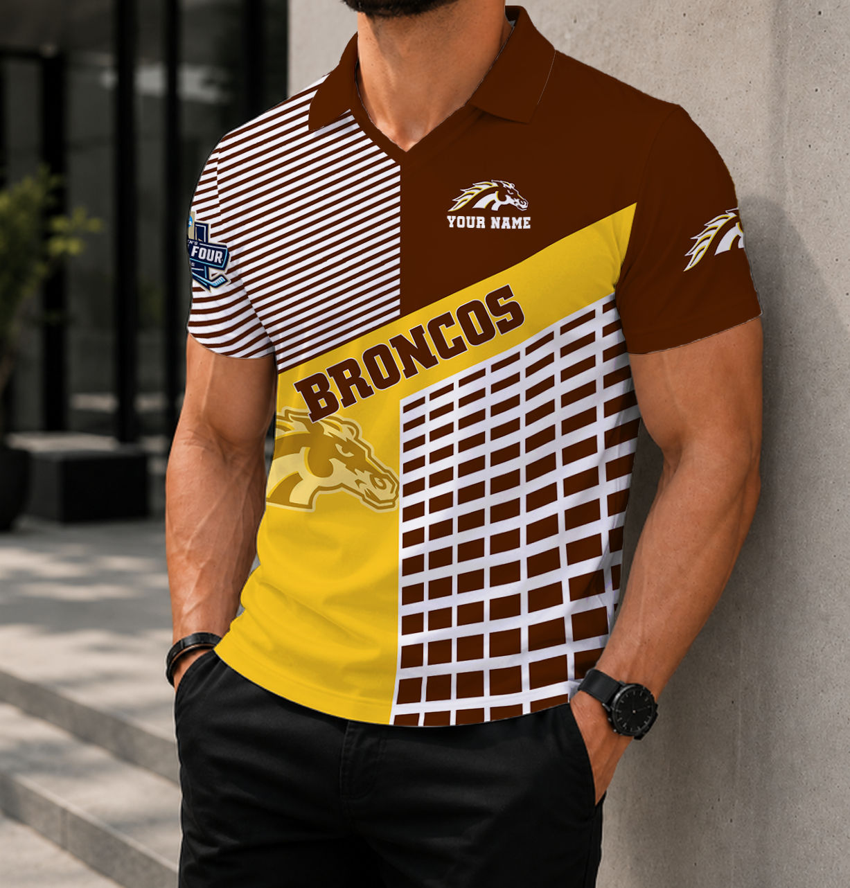 LIMITED EDITION - NEW CUSTOMIZED NCAA MFF15 WMB WESTERN MICHIGAN BRONCOS POLO SHIRT