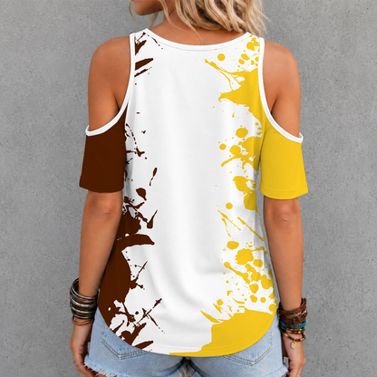 [FAN FAVORITE] NEW CUSTOMIZED NCAA MFF15 WMB WESTERN MICHIGAN BRONCOS CRISS CROSS V-NECK TOP