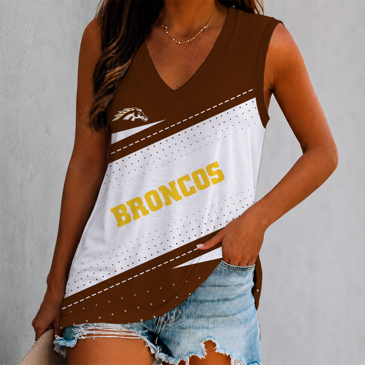 ELITE EDITION - NEW CUSTOMIZED NCAA MFF15 WMB WESTERN MICHIGAN BRONCOS WOMEN'S V-NECK TANK TOP