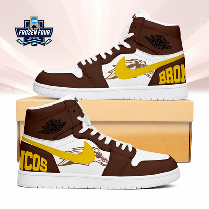 LIMITED EDITION - NEW CUSTOMIZED NCAA MFF15 WMB WESTERN MICHIGAN BRONCOS AIR JORDAN SNEAKERS