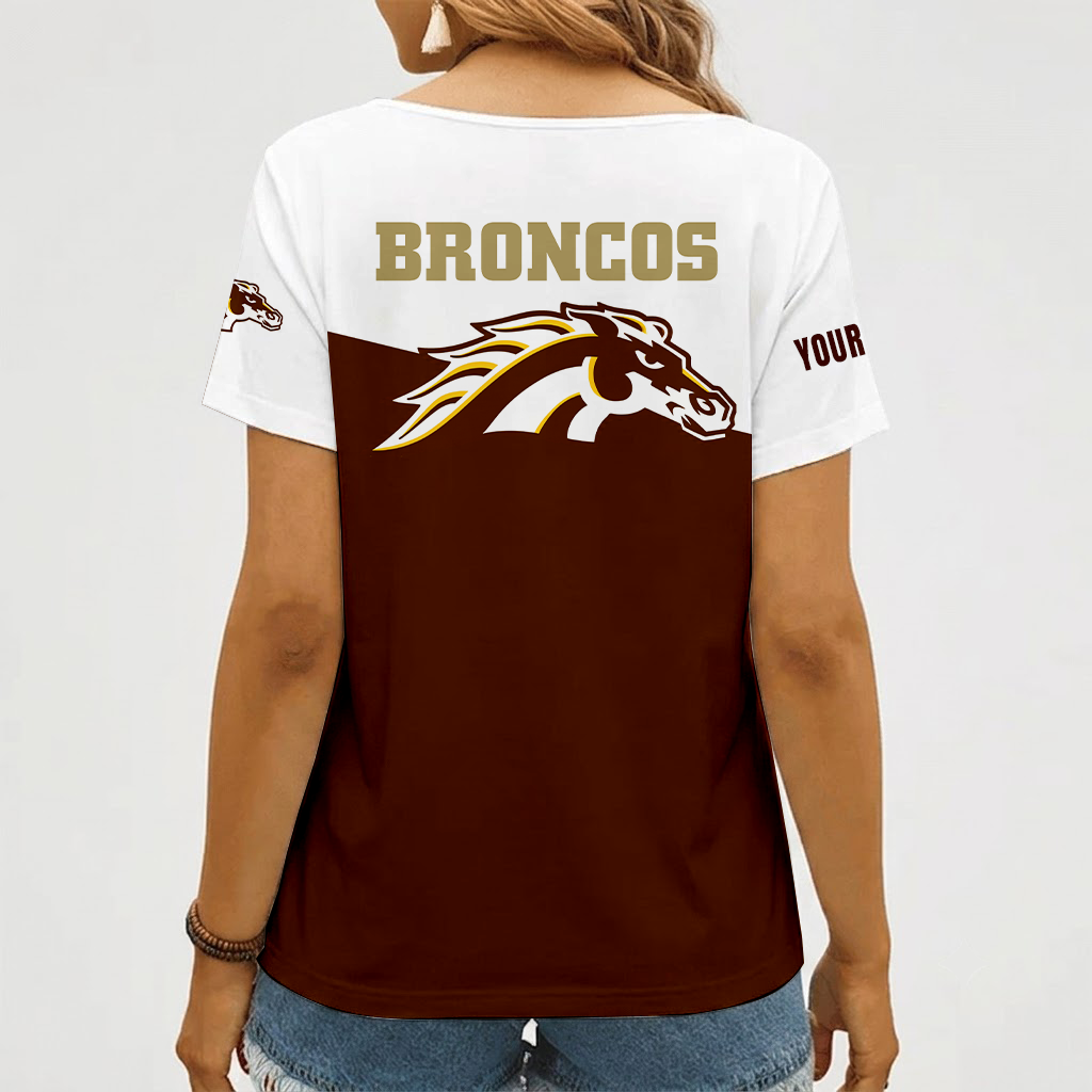 [FAN FAVORITE] NEW CUSTOMIZED NCAA MFF15 WMB WESTERN MICHIGAN BRONCOS V-NECK FEMALE SHIRT