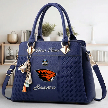LIMITED EDITION - NEW CUSTOMIZED NCAA CWS15 OGB OREGON STATE BEAVERS ZIP HANDBAG MULTICOLOR