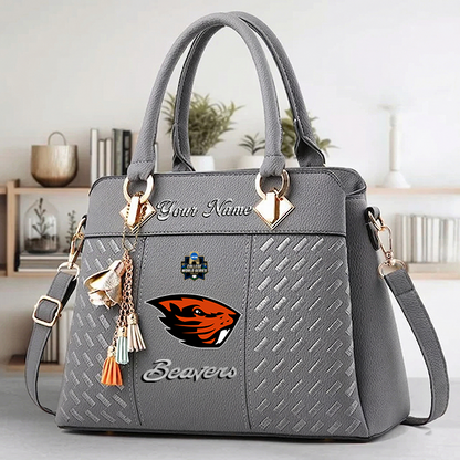 LIMITED EDITION - NEW CUSTOMIZED NCAA CWS15 OGB OREGON STATE BEAVERS ZIP HANDBAG MULTICOLOR