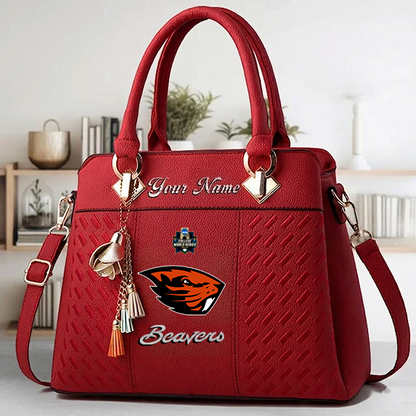 LIMITED EDITION - NEW CUSTOMIZED NCAA CWS15 OGB OREGON STATE BEAVERS ZIP HANDBAG MULTICOLOR