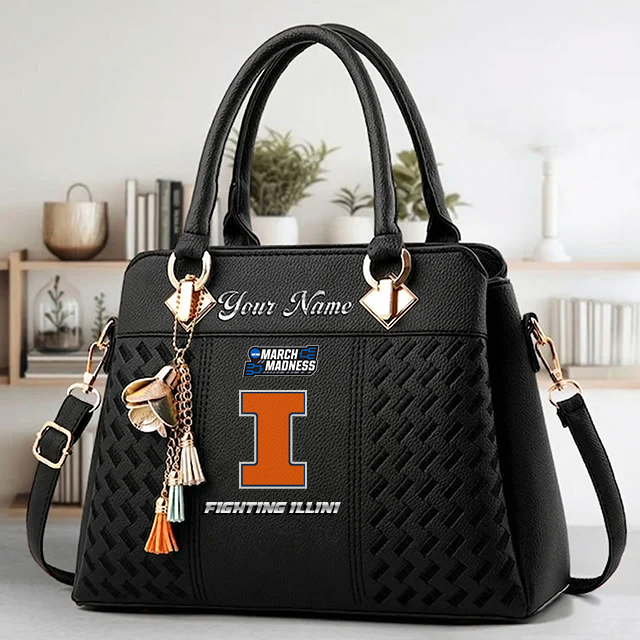 LIMITED EDITION - NEW CUSTOMIZED NCAA MAM15 IFI ILLINOIS FIGHTING ILLINI ZIP HANDBAG MULTICOLOR