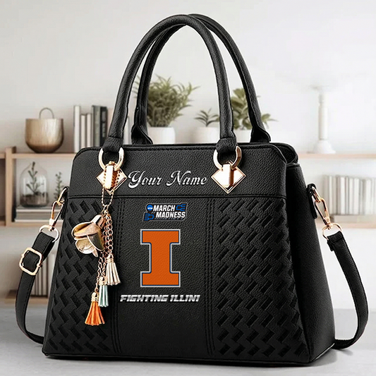 LIMITED EDITION - NEW CUSTOMIZED NCAA MAM15 IFI ILLINOIS FIGHTING ILLINI ZIP HANDBAG MULTICOLOR