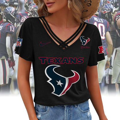 [SPECIAL OFFER] NEW CUSTOMIZED NFL15 HTT HOUSTON TEXANS V-NECK SHIRT