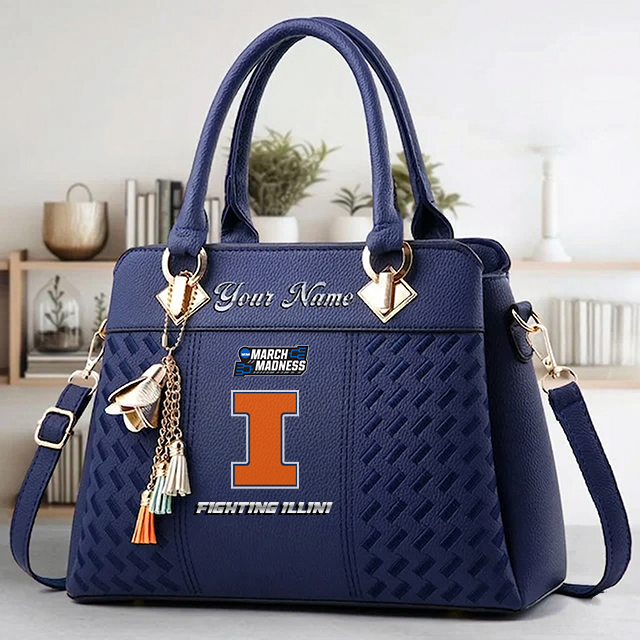 LIMITED EDITION - NEW CUSTOMIZED NCAA MAM15 IFI ILLINOIS FIGHTING ILLINI ZIP HANDBAG MULTICOLOR