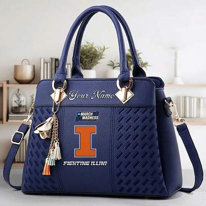 LIMITED EDITION - NEW CUSTOMIZED NCAA MAM15 IFI ILLINOIS FIGHTING ILLINI ZIP HANDBAG MULTICOLOR