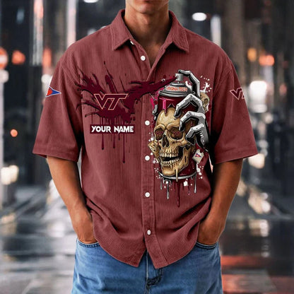 MEGA SALE - NEW CUSTOMIZED NCAA FBS15 VTH VG TECH HOKIES SEERSUCKER BUTTON SHIRT
