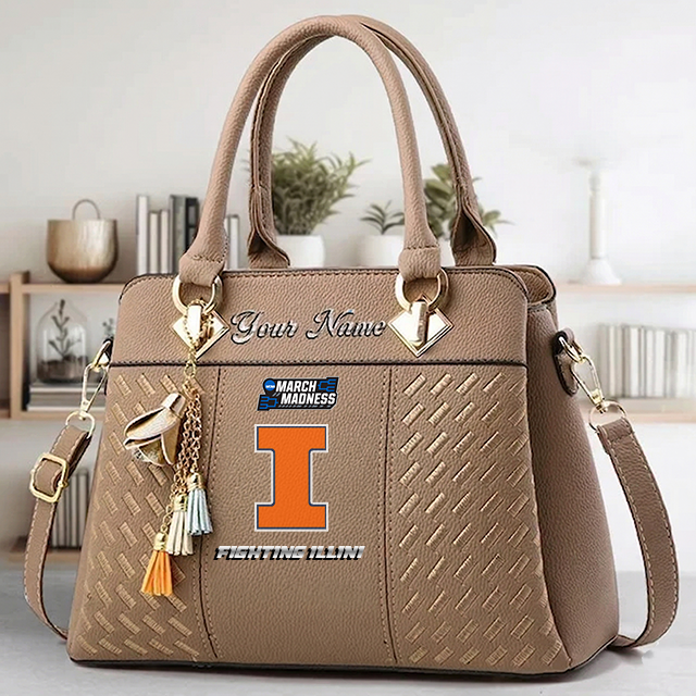 LIMITED EDITION - NEW CUSTOMIZED NCAA MAM15 IFI ILLINOIS FIGHTING ILLINI ZIP HANDBAG MULTICOLOR