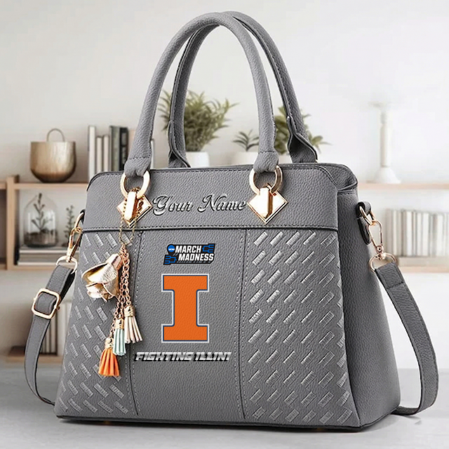 LIMITED EDITION - NEW CUSTOMIZED NCAA MAM15 IFI ILLINOIS FIGHTING ILLINI ZIP HANDBAG MULTICOLOR