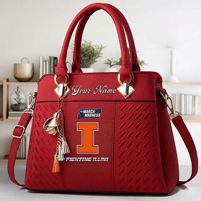 LIMITED EDITION - NEW CUSTOMIZED NCAA MAM15 IFI ILLINOIS FIGHTING ILLINI ZIP HANDBAG MULTICOLOR