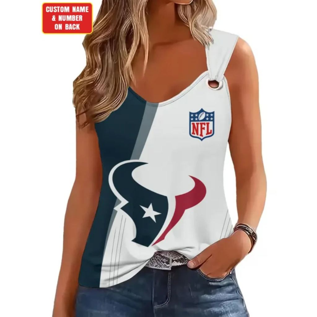 [SPECIAL OFFER] NEW CUSTOMIZED NFL15 HTT HOUSTON TEXANS O-RING SHOULDER TANK TOP
