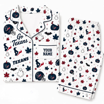 [SPECIAL OFFER] NEW CUSTOMIZED NFL15 HTT HOUSTON TEXANS HALLOWEEN LONG PAJAMAS SET