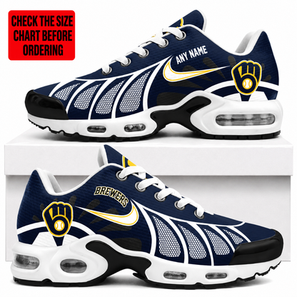 LIMITED EDITION - NEW CUSTOMIZED MLB15 MBS MILWAUKEE BREWERS AIR MAX PLUS SNEAKERS
