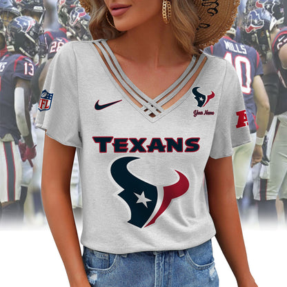 [SPECIAL OFFER] NEW CUSTOMIZED NFL15 HTT HOUSTON TEXANS V-NECK SHIRT