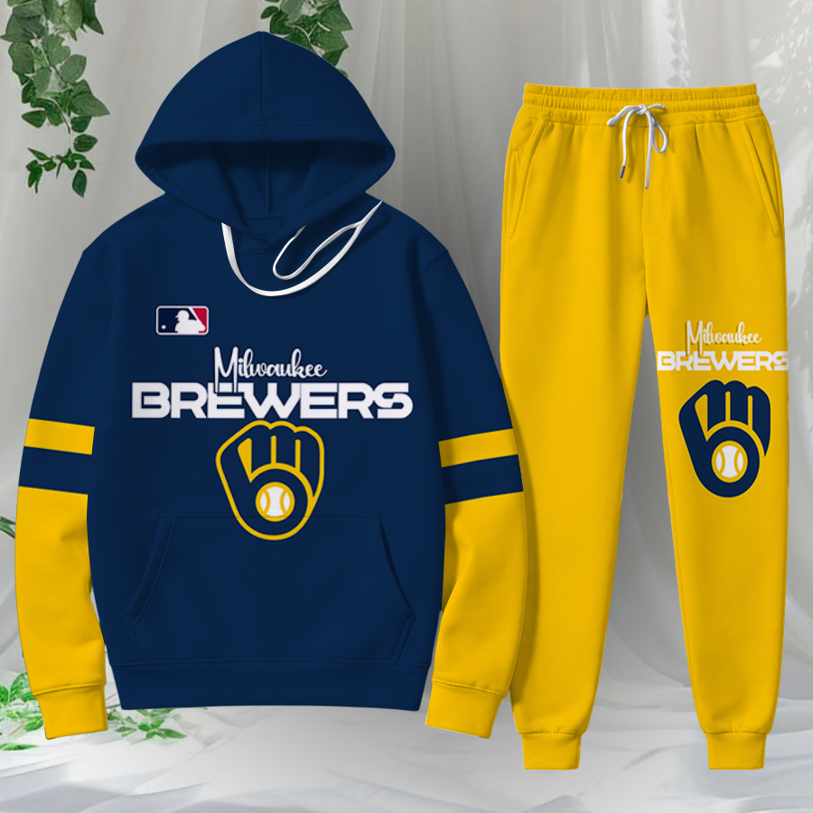LIMITED EDITION - NEW CUSTOMIZED MLB15 MBS MILWAUKEE BREWERS HOODIE & SWEATPANTS SET