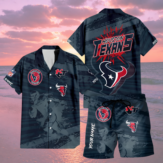 LIMITED EDITION  - NEW CUSTOMIZED NFL15 HTT HOUSTON TEXANS UNISEX HAWAIIAN SHIRT & SHORTS SET